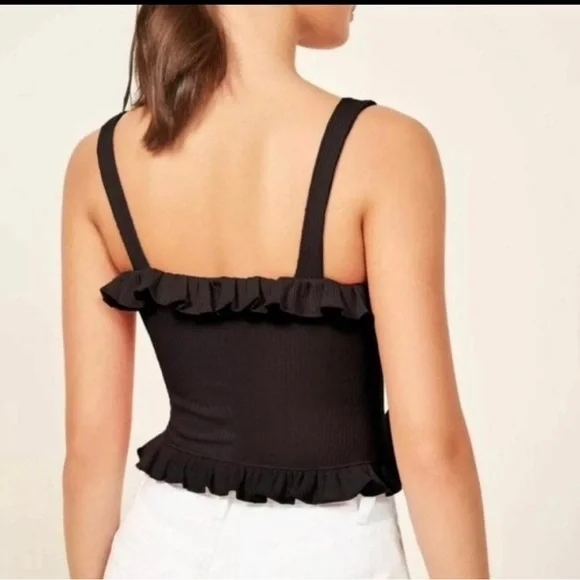 Excellent Pre-Owned Condition Black Reformation Trixie Crop Top Size Lg. - Picture 6 of 7